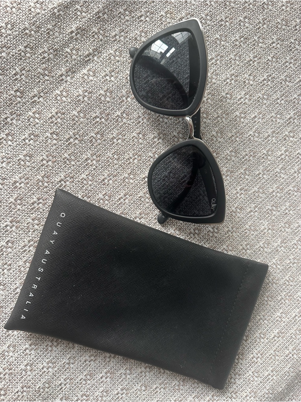 Quay Australia Black Cat-Eye Sunglasses with Silver Trim
